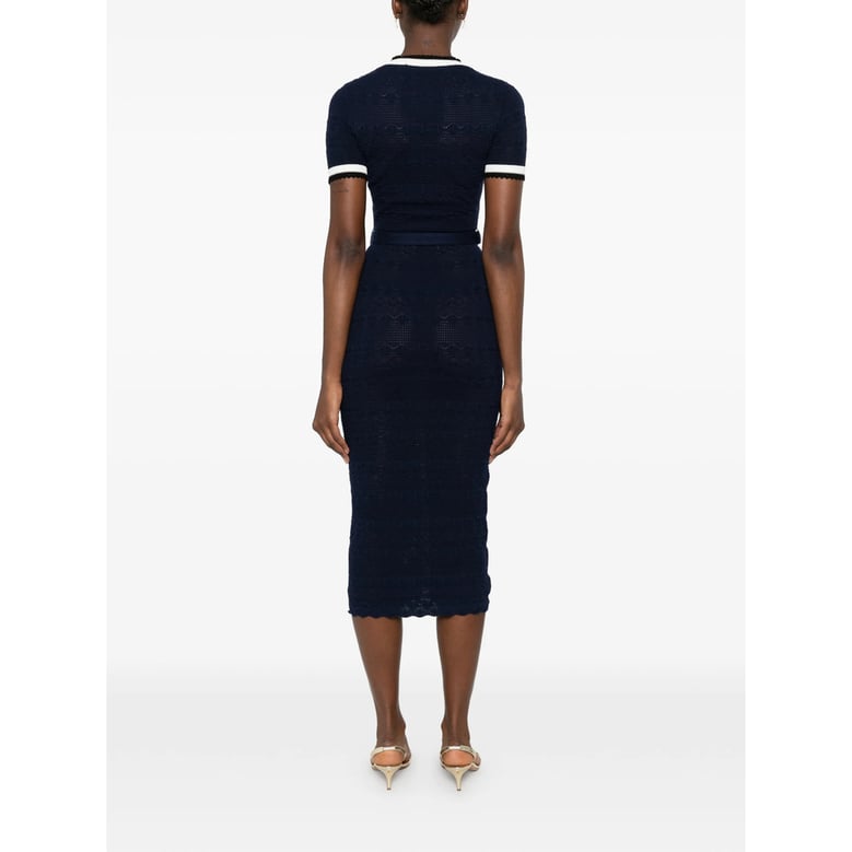 dress pointelle knit blue by Selfnex