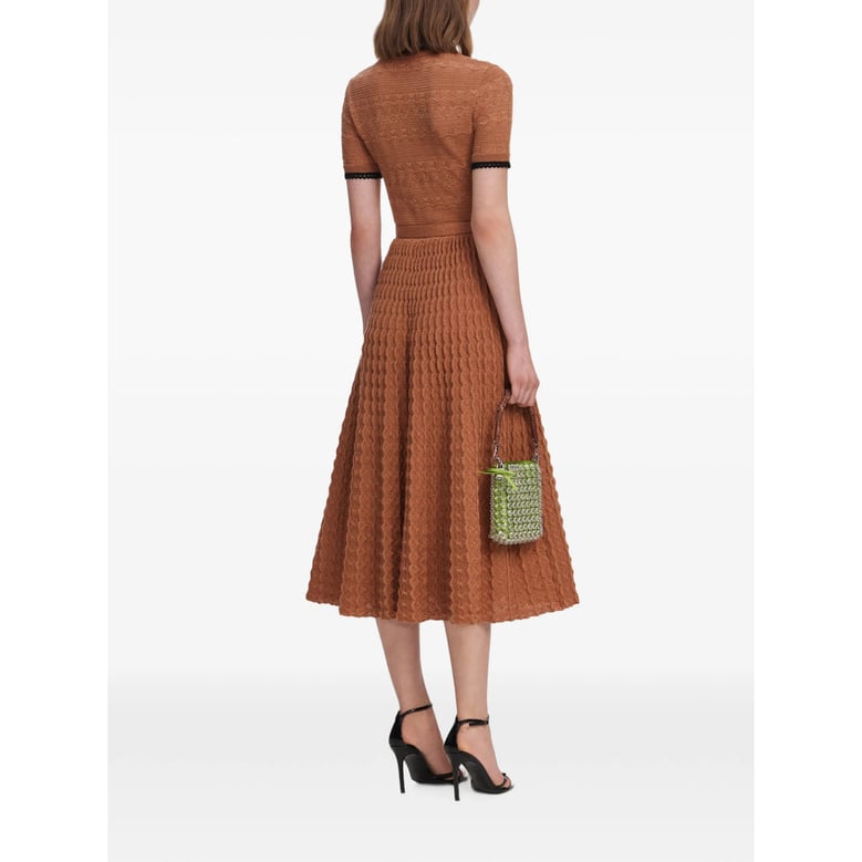 dress in brown pointelle knit by Selfnex
