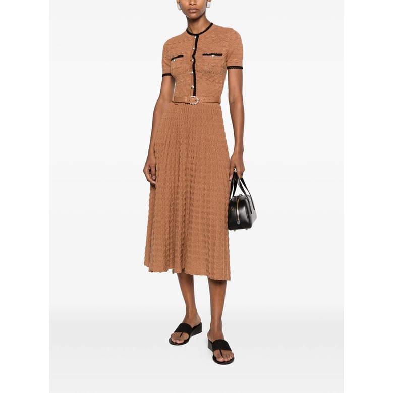dress in brown pointelle knit by Selfnex