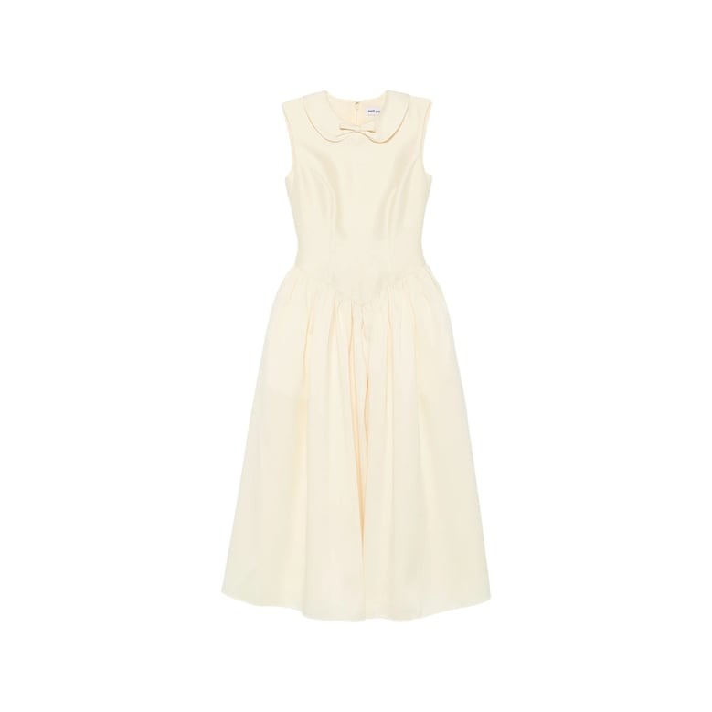 dress with bow front, pleated skirt — yellow by Selfnex