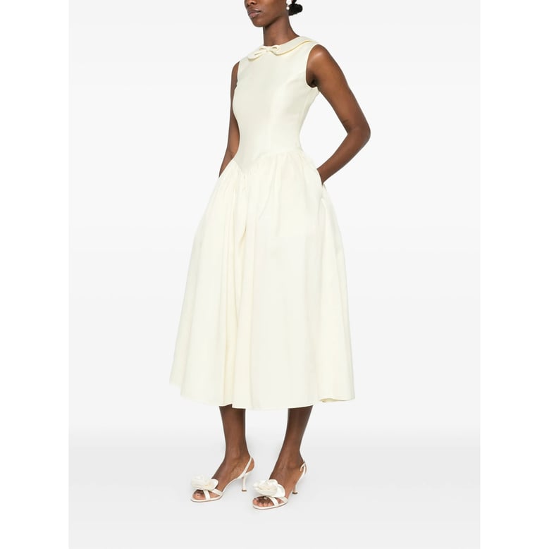 dress with bow front, pleated skirt — yellow by Selfnex