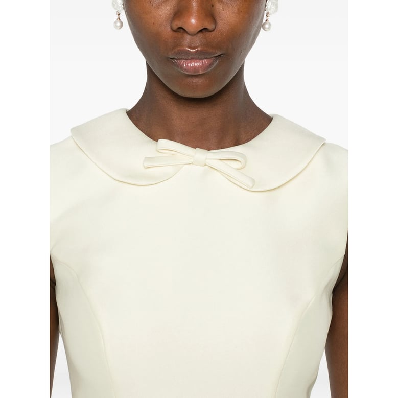 dress with bow front, pleated skirt — yellow by Selfnex