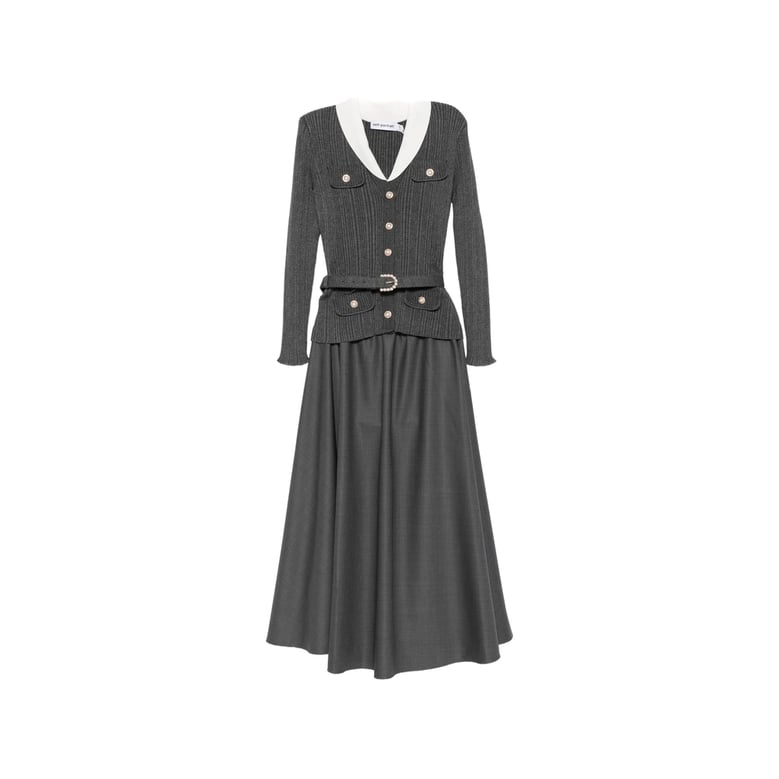dress ribbed-knit grey by Selfnex