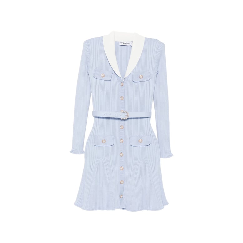 dress ribbed-knit blue by Selfnex