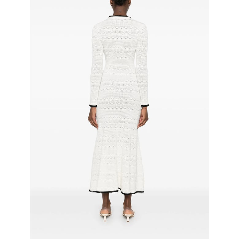 sweater v-neck pointelle knit white by Selfnex