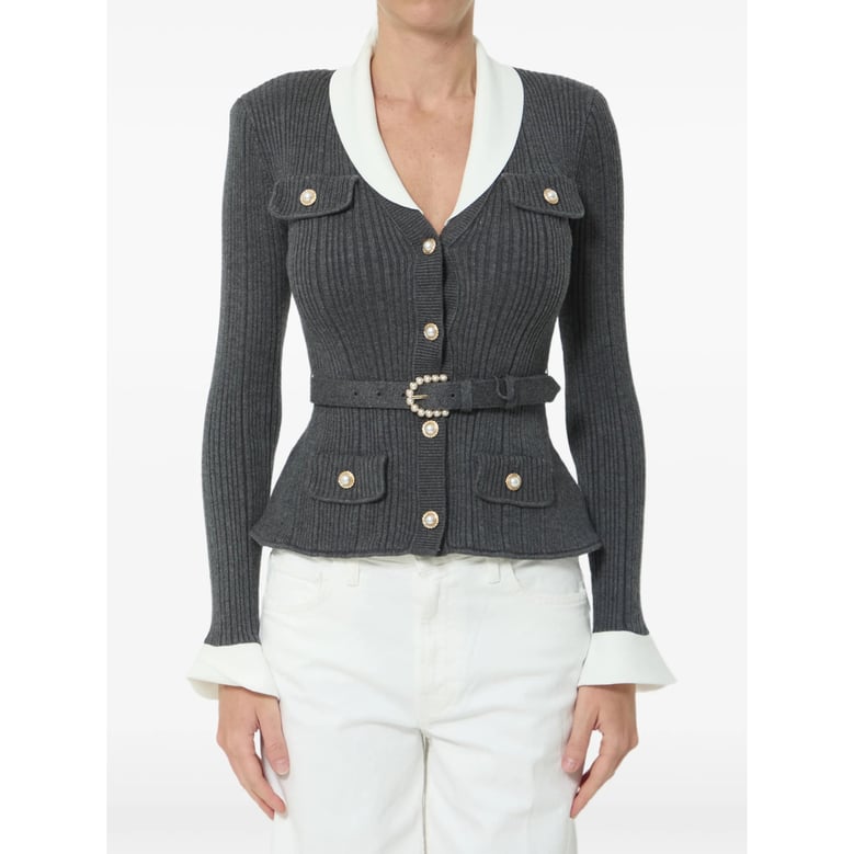 ribbed knit cardigan grey by Selfnex