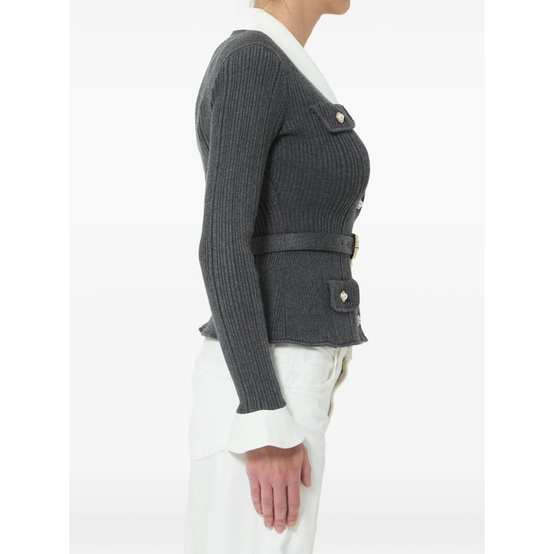 ribbed knit cardigan grey by Selfnex