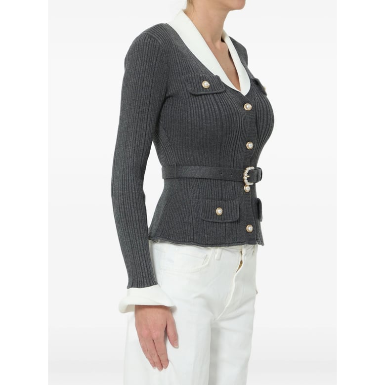 ribbed knit cardigan grey by Selfnex