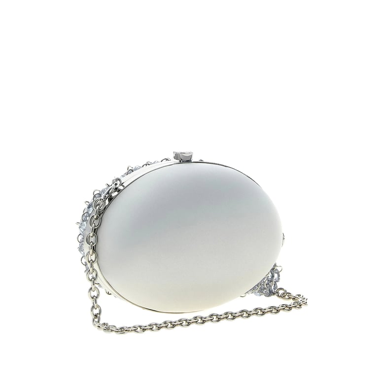 clutch bag white/grey satin by Selfnex