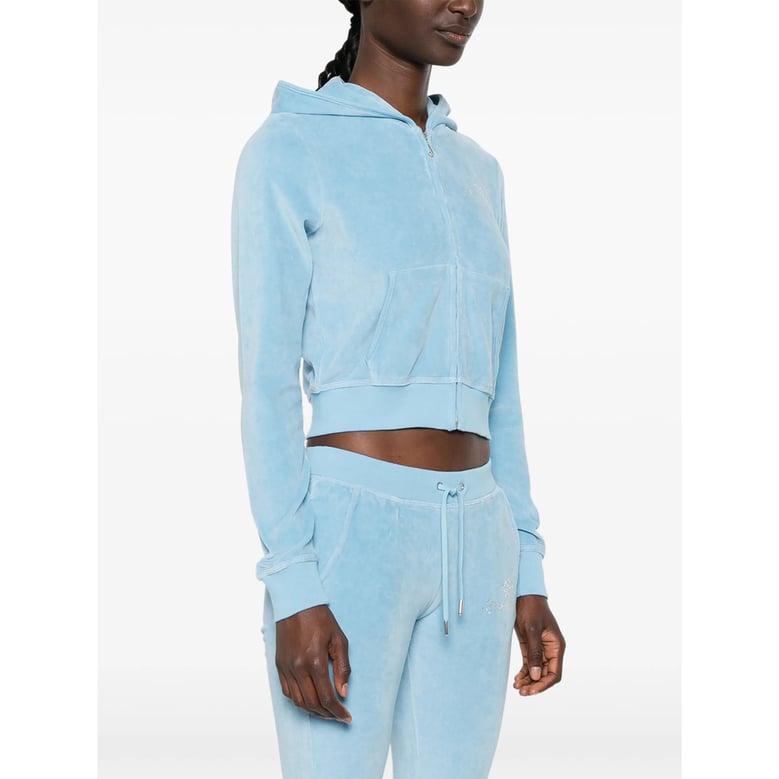 hoodie cropped velour blue by Selfnex