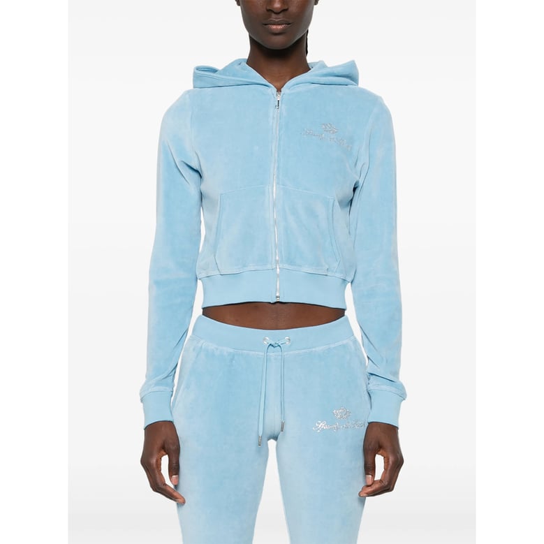 hoodie cropped velour blue by Selfnex