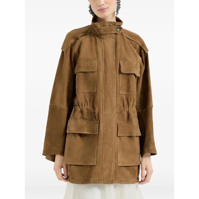 leather military jacket brown suede by Selfnex