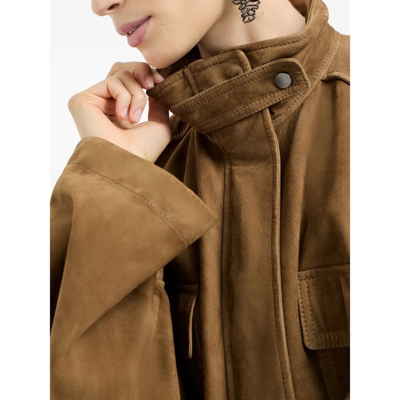 leather military jacket brown suede by Selfnex