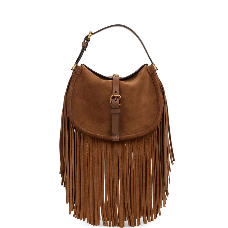 top-handle shoulder bag brown suede by Selfnex