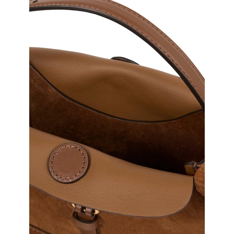 top-handle shoulder bag brown suede by Selfnex