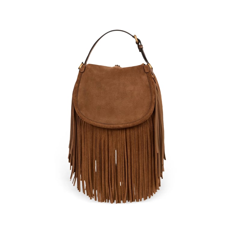 top-handle shoulder bag brown suede by Selfnex