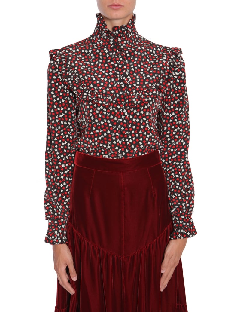 stand up collar blouse by Selfnex