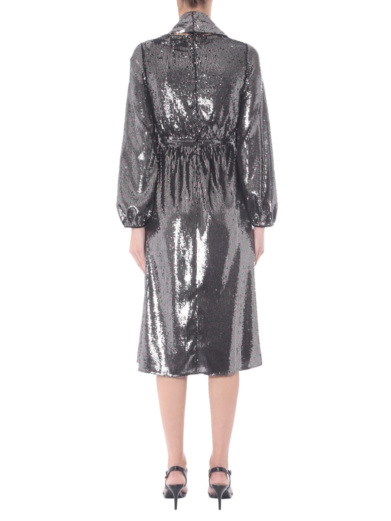 v-neck dress with removable scarf by Selfnex