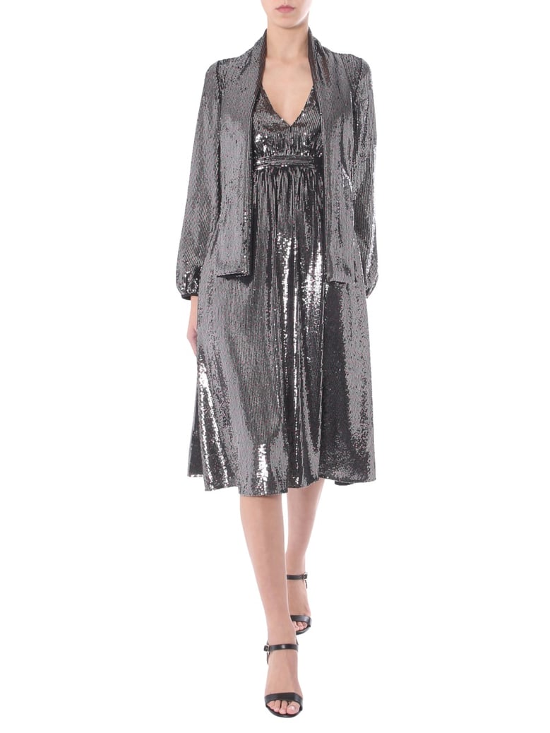 v-neck dress with removable scarf by Selfnex