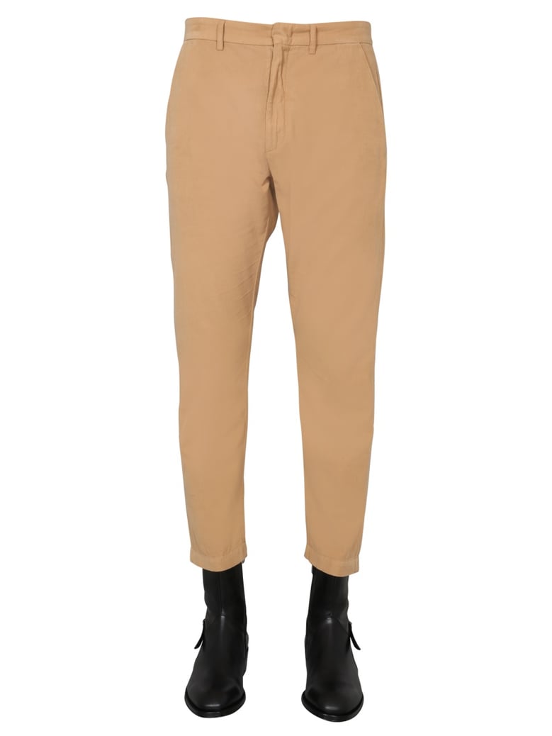 beige trousers with zip and hook closure by Selfnex