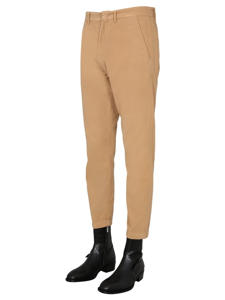beige trousers with zip and hook closure by Selfnex