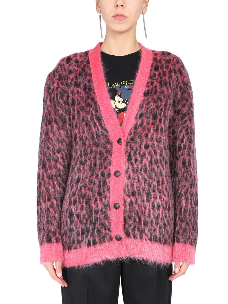 leopard jacquard cardigan by Selfnex