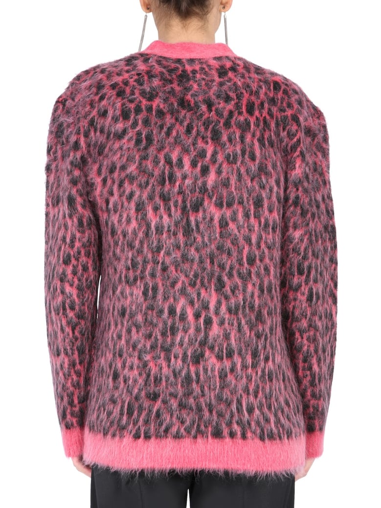 leopard jacquard cardigan by Selfnex