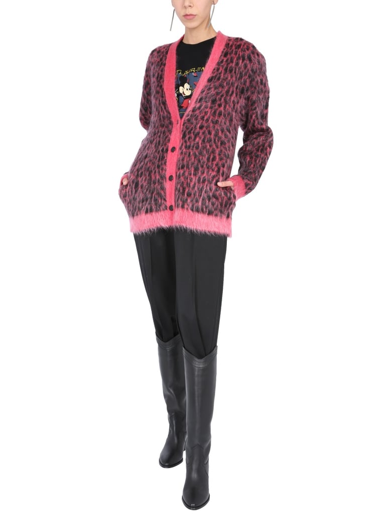 leopard jacquard cardigan by Selfnex