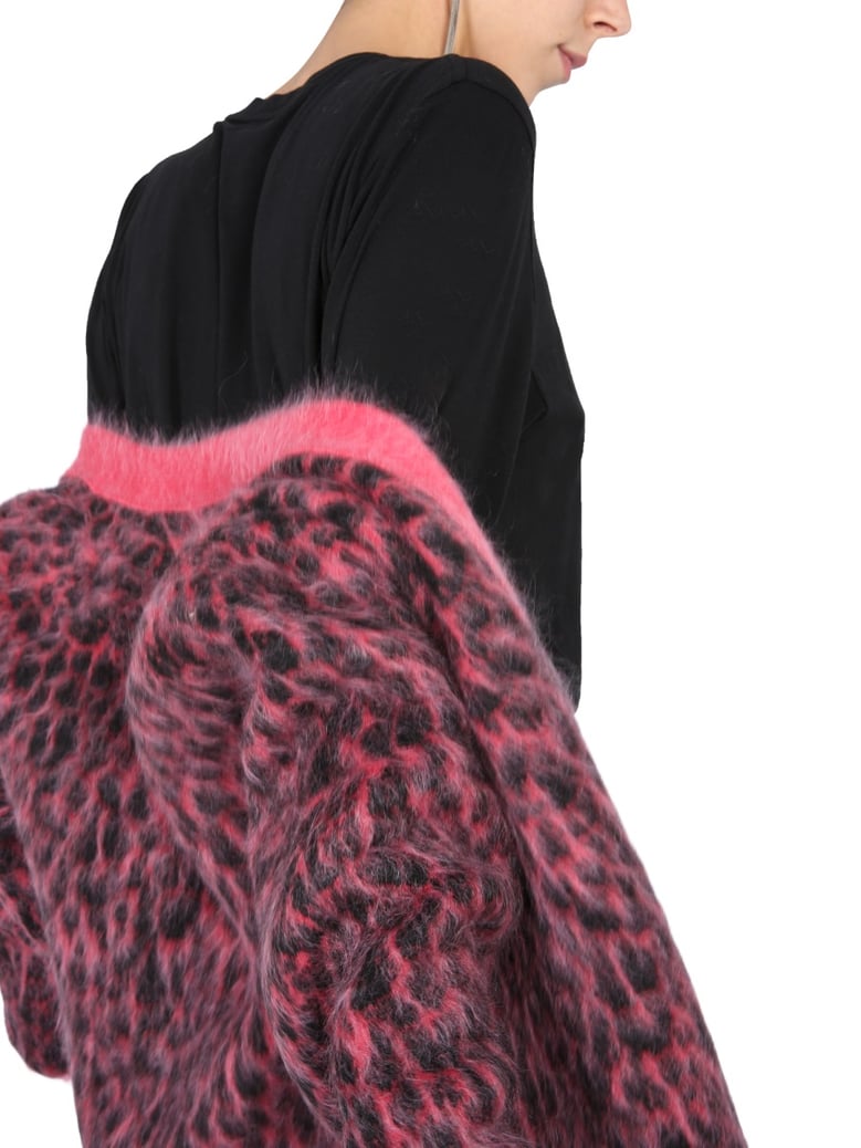 leopard jacquard cardigan by Selfnex