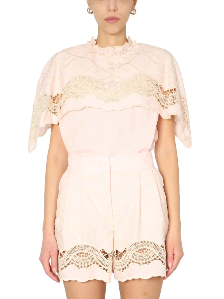 embroidered cape top by Selfnex