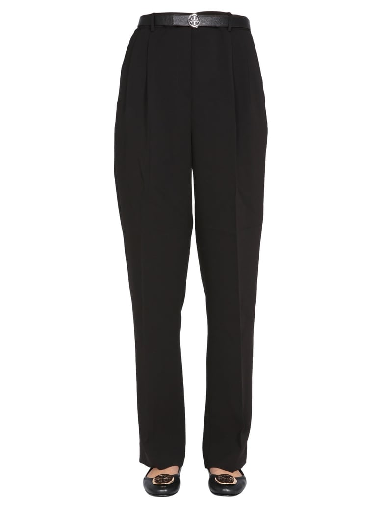 regular fit trousers in black by Selfnex