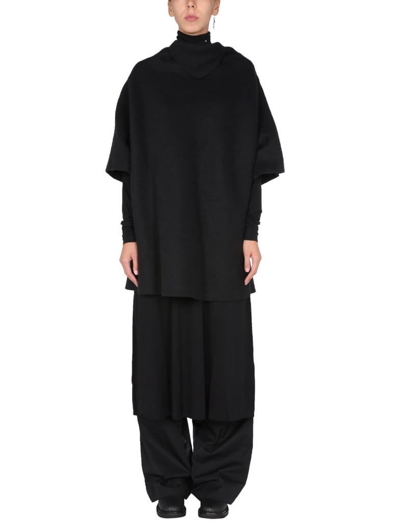 wool blend dress with draped neck by Selfnex
