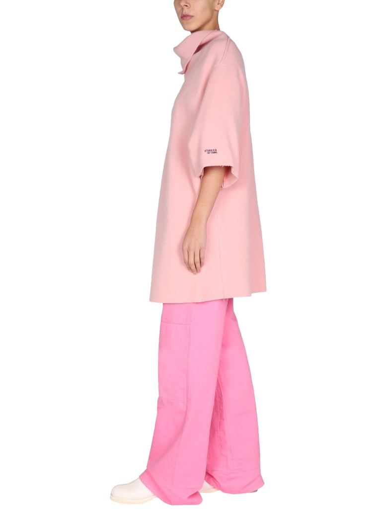 wool blend dress with draped neck by Selfnex