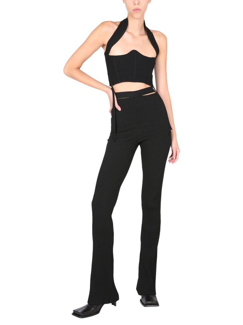 ribbed trousers with cut out belt by Selfnex