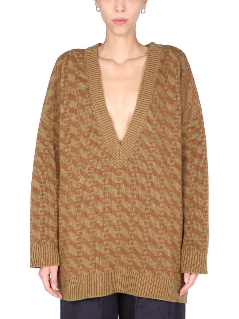 v-neck jacquard sweater by Selfnex