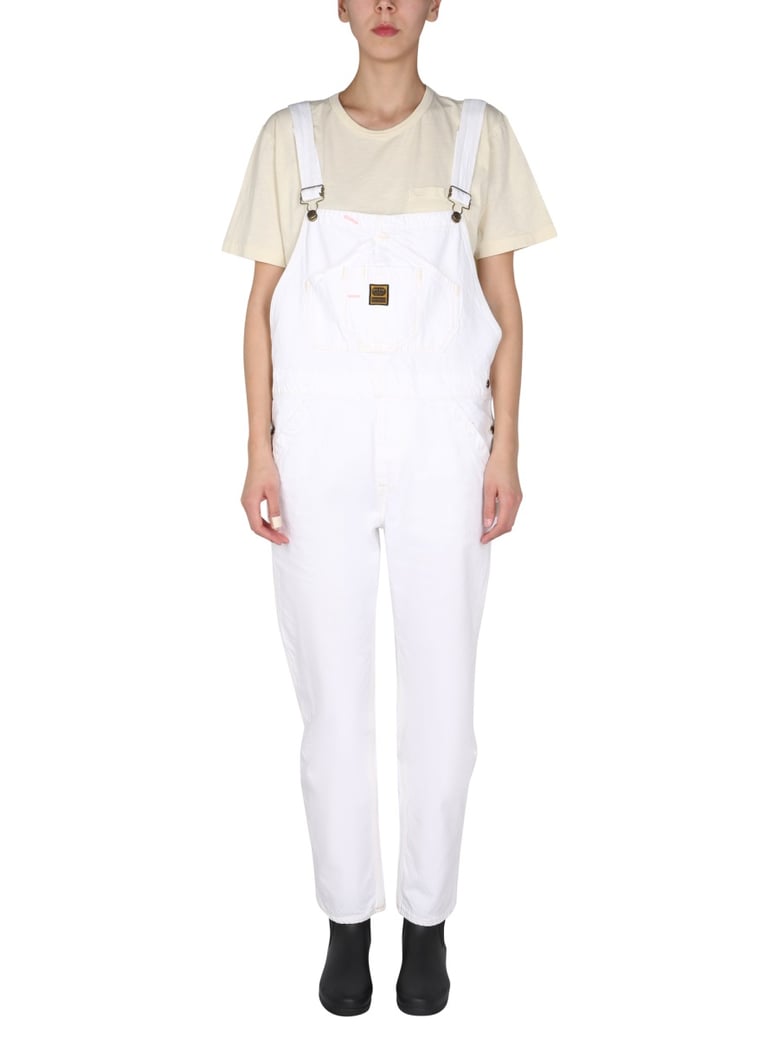 white denim overalls by Selfnex