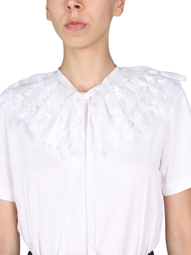 lace embroidery t-shirt by Selfnex