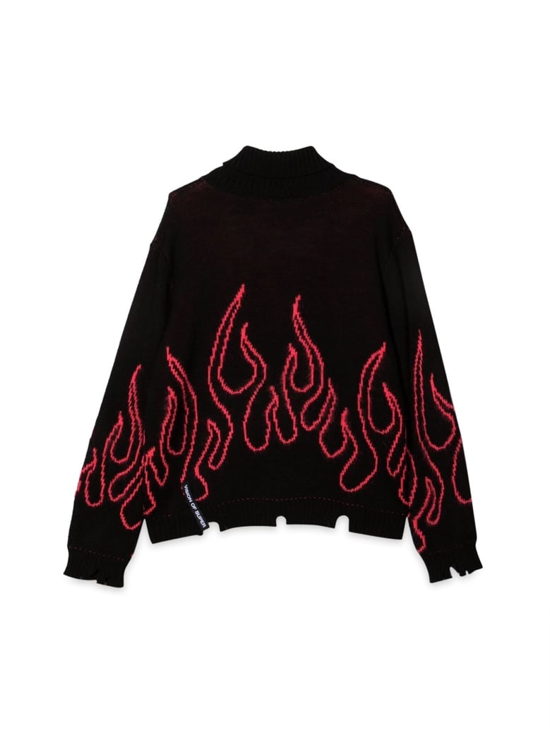 jumper high neck black with pink flames by Selfnex