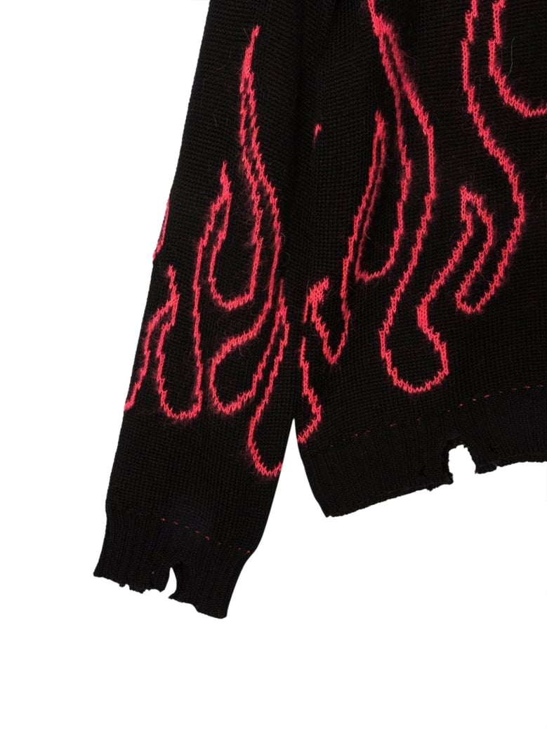 jumper high neck black with pink flames by Selfnex