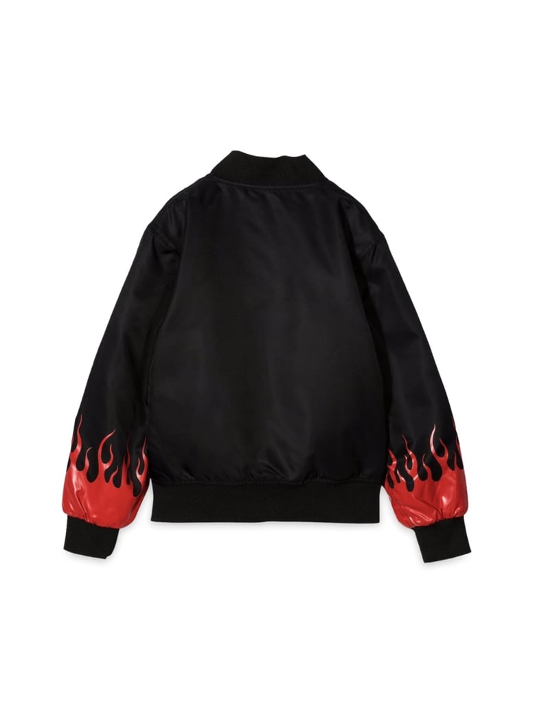 bomber jacket black red flames by Selfnex