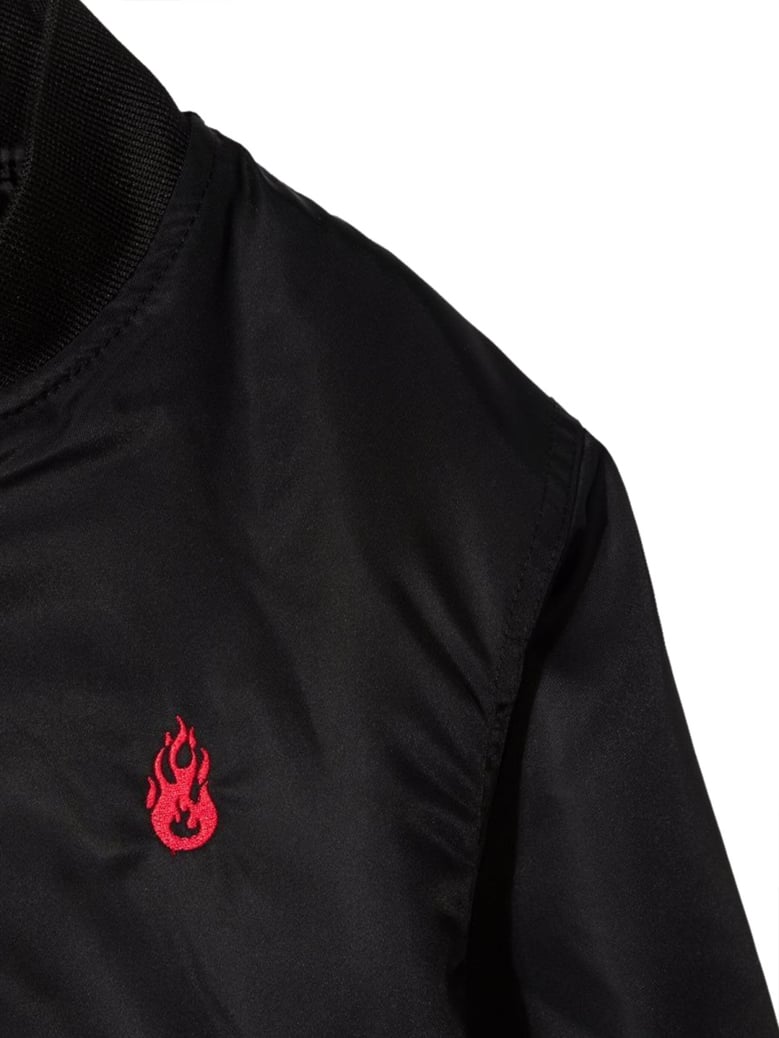 bomber jacket black red flames by Selfnex