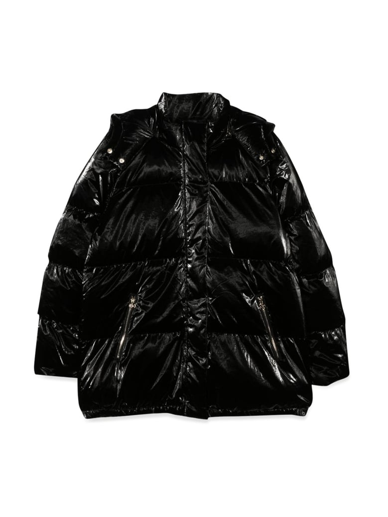 down jacket with hood black by Selfnex