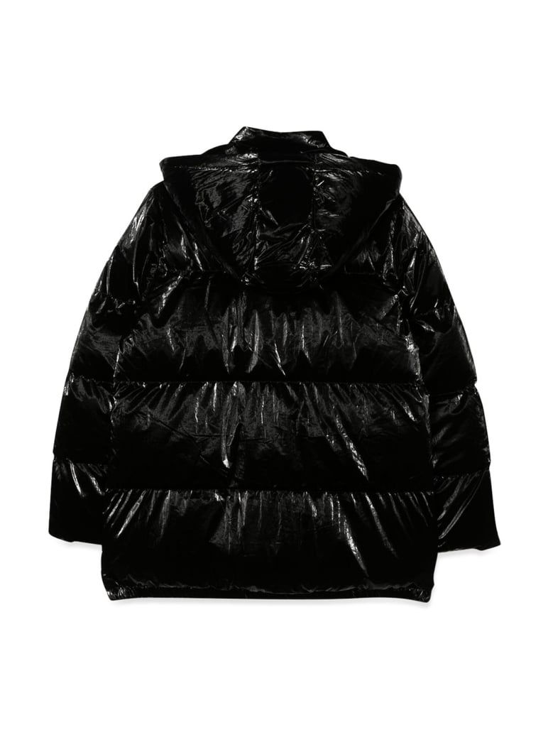 down jacket with hood black by Selfnex