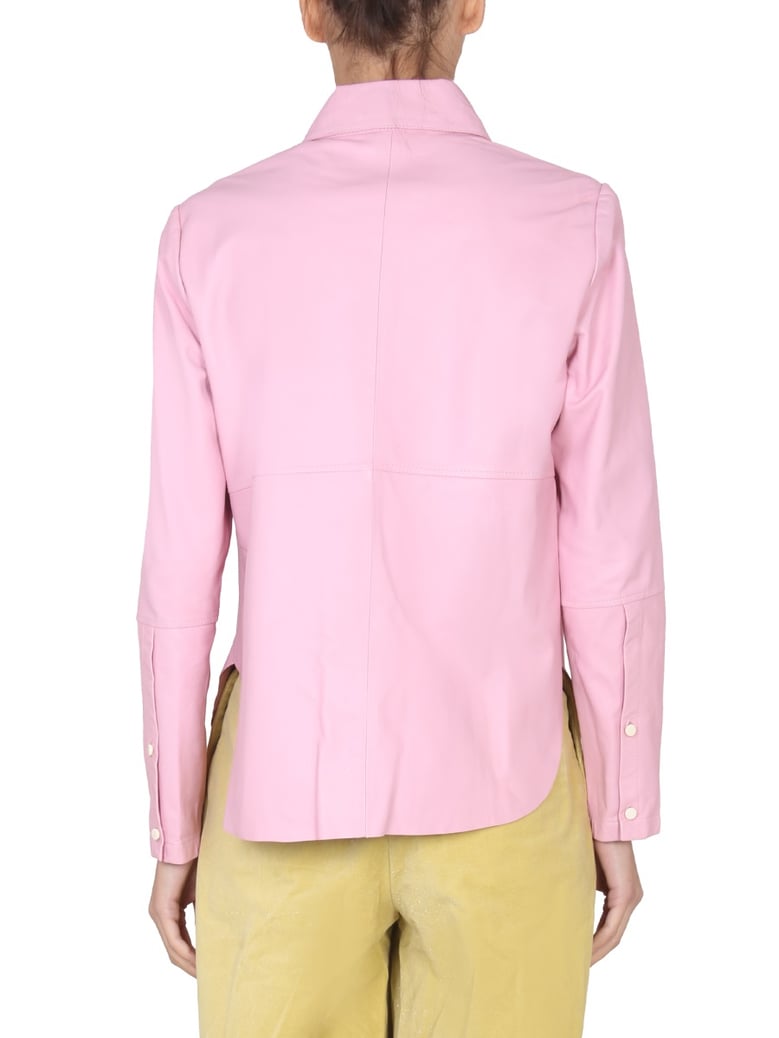 leather jacket with pointed collar by Selfnex