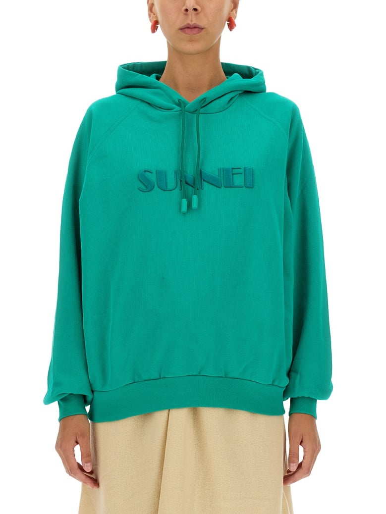 green sweatshirt with logo by Selfnex