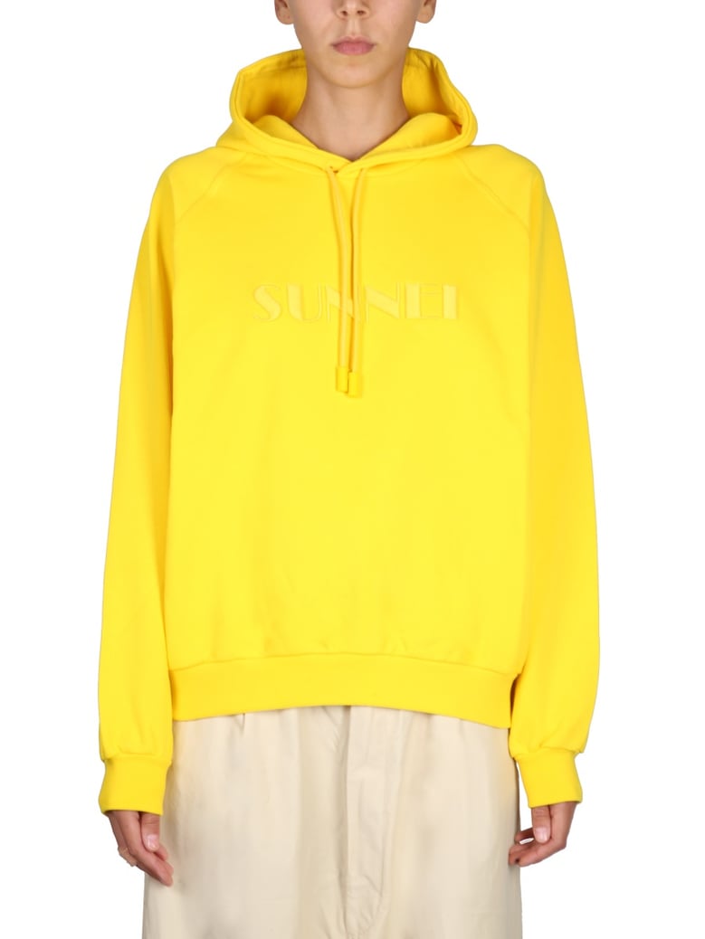 cotton sweatshirt with drawstring hood by Selfnex