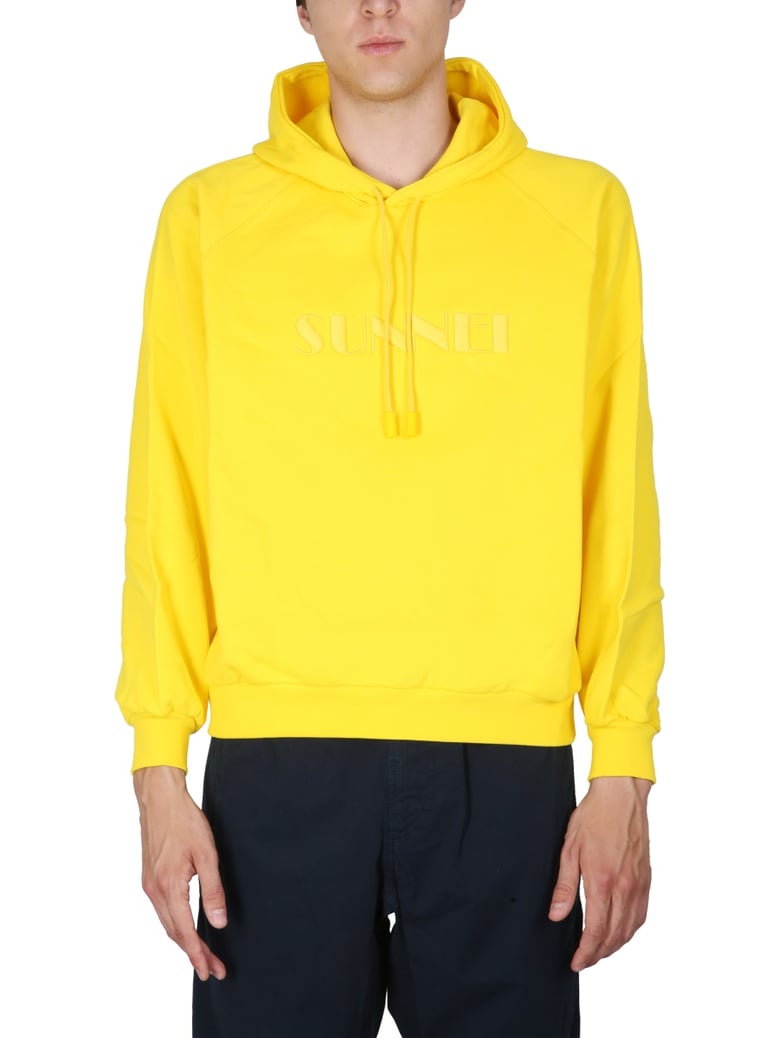 cotton sweatshirt with drawstring hood by Selfnex