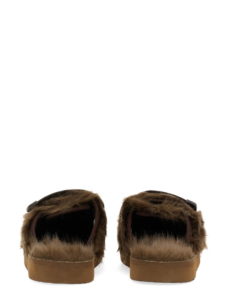 brown rubber sole slider sandals by Selfnex