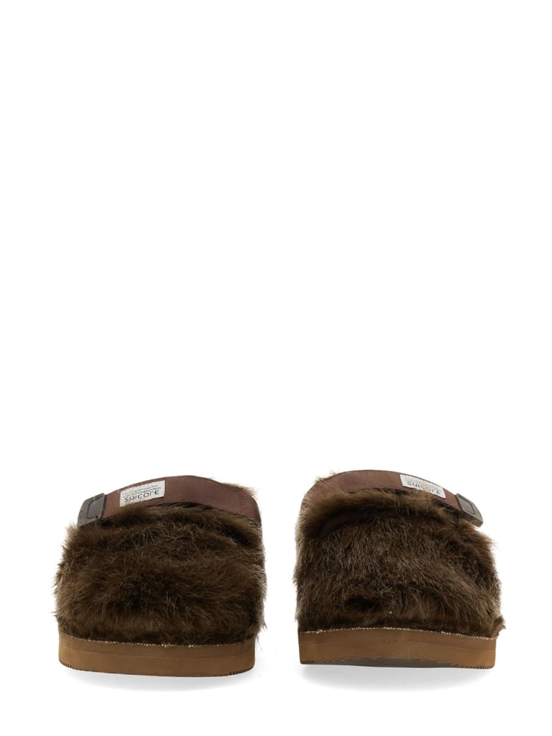 brown rubber sole slider sandals by Selfnex