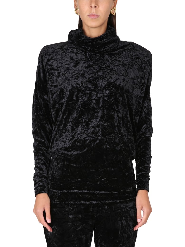 velvet turtleneck top by Selfnex